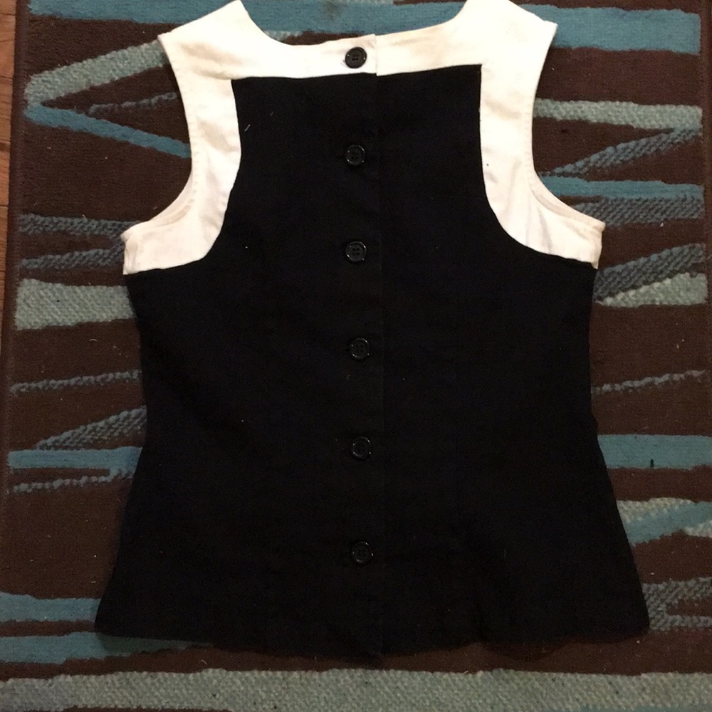 Black vintage  cotton pleated tank top 10 m - Picture 6 of 7